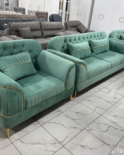 Комплект мягкой мебели Шейх 3796 в мятном цвете с золотистой окантовкой — купить в Дагестане