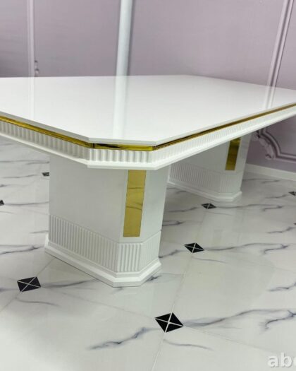 Стол обеденный белый с золотом 240 см — купить в Дагестане (240 см) — купить в Дагестане — фото 1