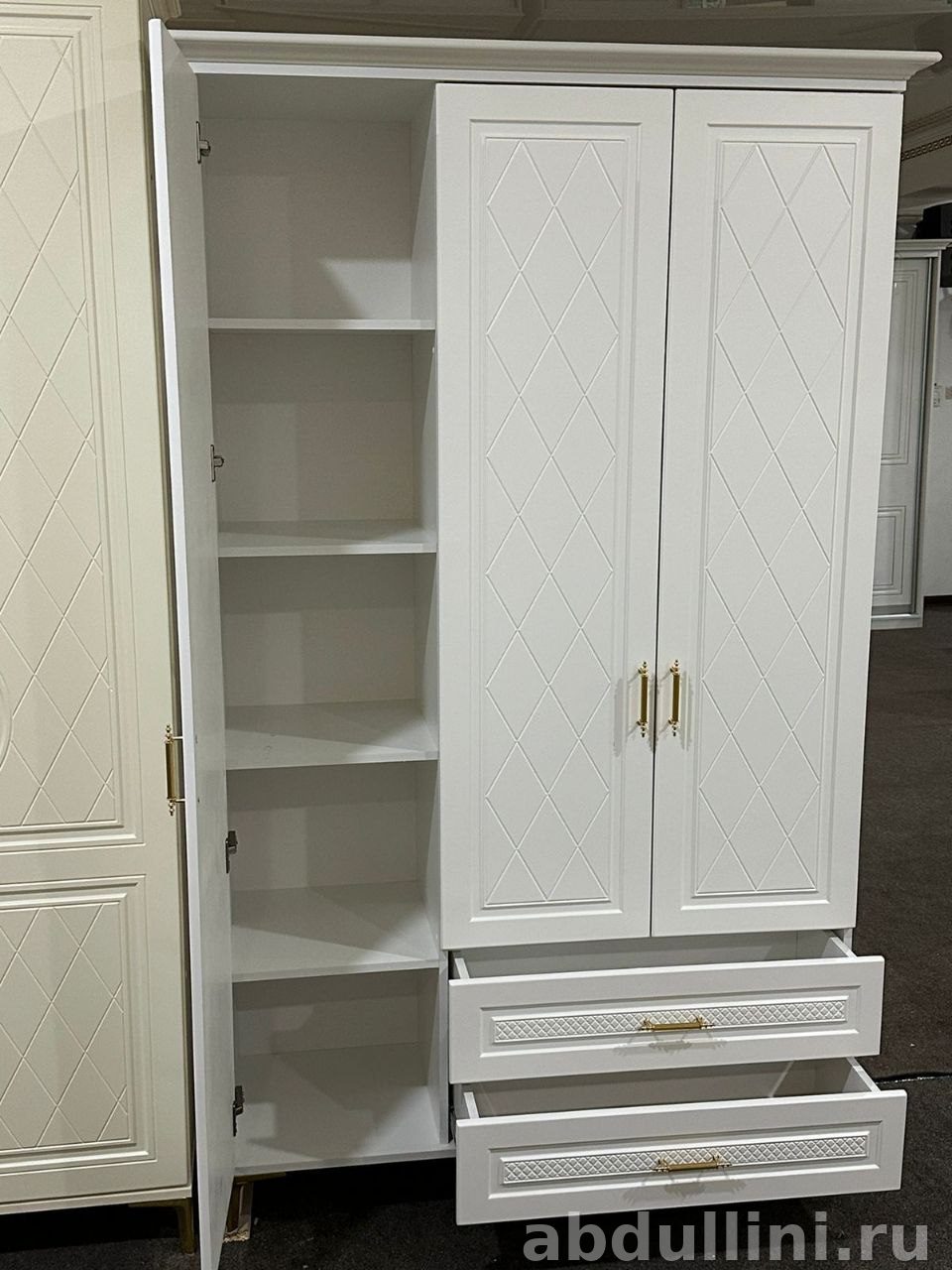 Шкаф Джаннет белый с ромбовидным узором — купить в Дагестане — купить в Дагестане