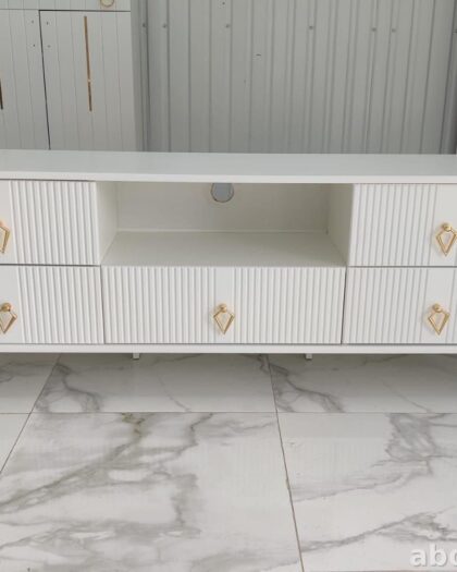 ТВ тумба «Рофа» белая с золотистыми акцентами — купить в Дагестане — купить в Дагестане