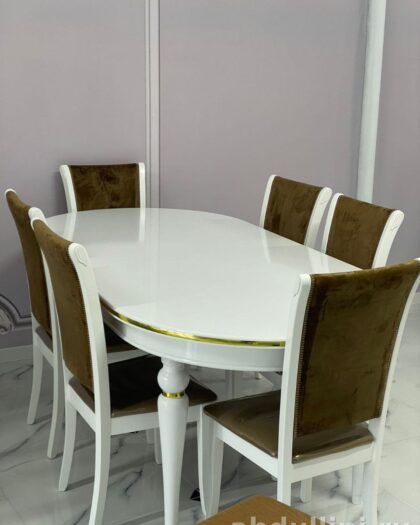 Овальный раздвижной стол с шестью стульями — купить в Дагестане Раздвижной — купить в Дагестане — фото 1