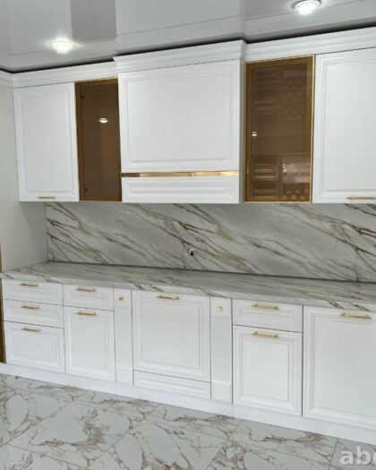 Кухня «Анна» 350 — белая с золотом, мебель на заказ в Дагестане — купить в Дагестане