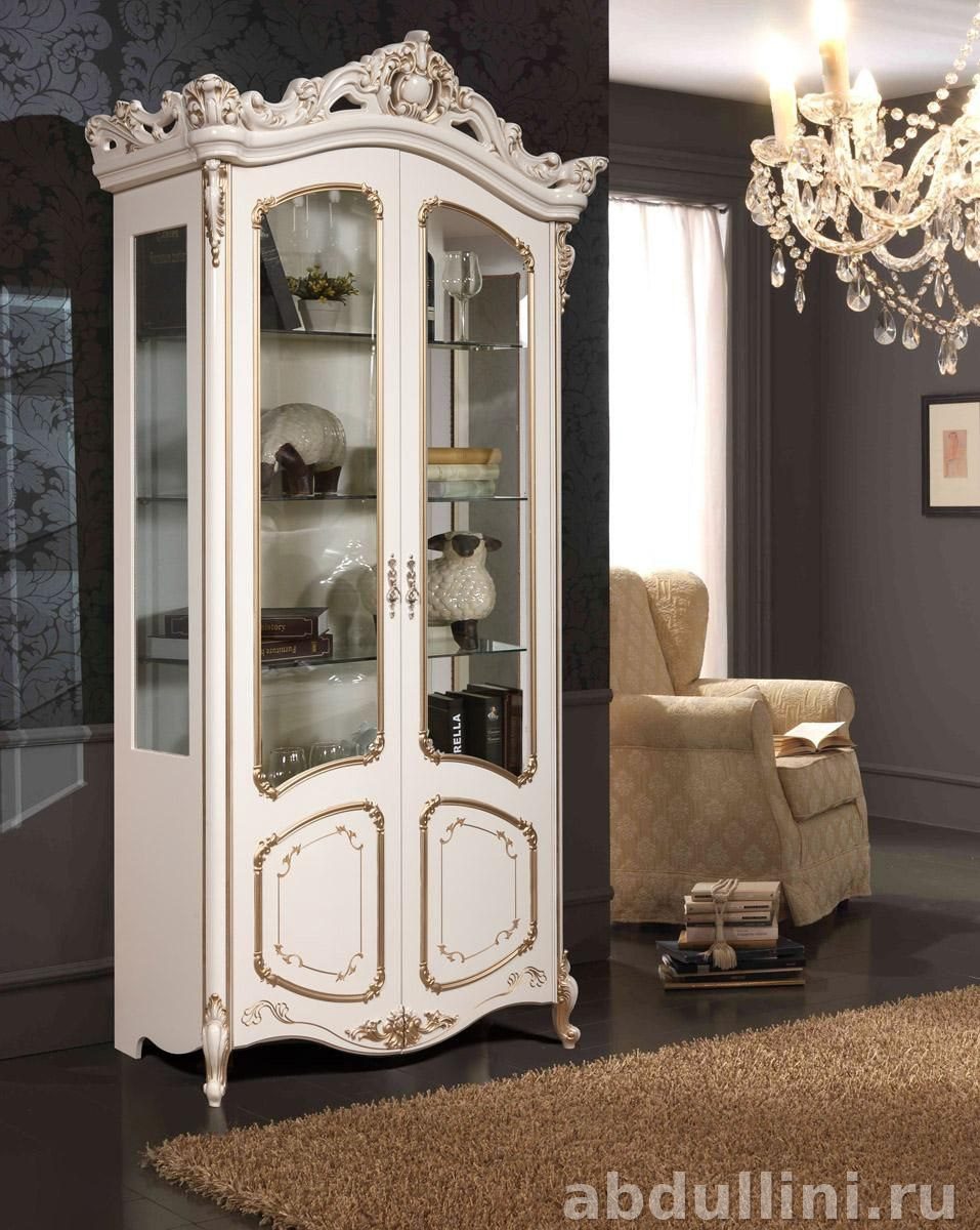 Шкаф-витрина Элиза-9, белый/золотая патина, купить в Дагестане Элиза-9 — купить в Дагестане
