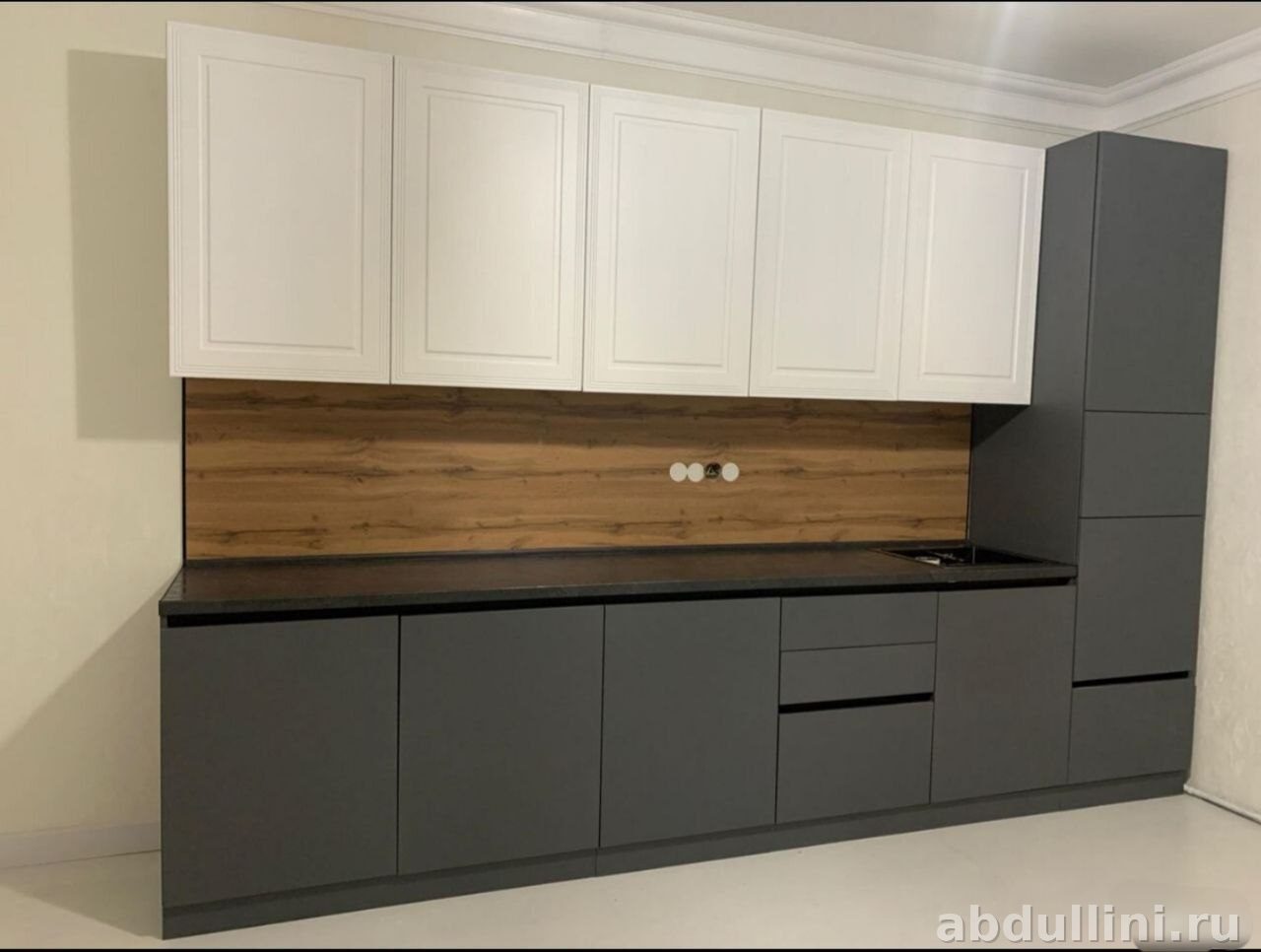 Кухня 4030 Монза — белый/графит, крашеный МДФ, ЛДСП — купить в Дагестане