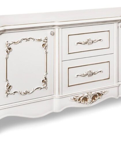 Тумба ТВ Флоренция — неоклассика в белом с золотом — купить в Дагестане