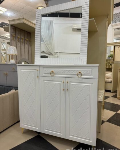 Обувница Ромб – белая мебель с зеркалом в Дагестане — купить в Дагестане