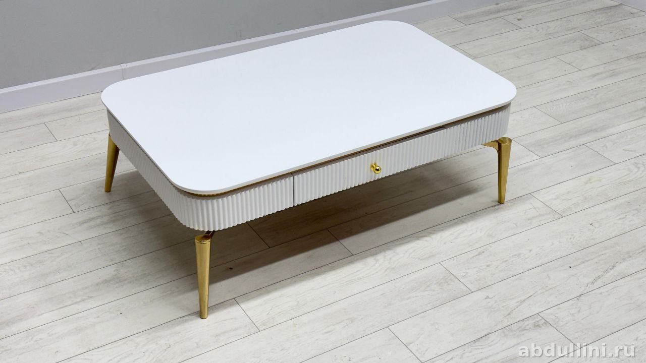 Журнальный столик "Измир" белый с золотыми акцентами — купить в Дагестане Измир — купить в Дагестане — фото 2