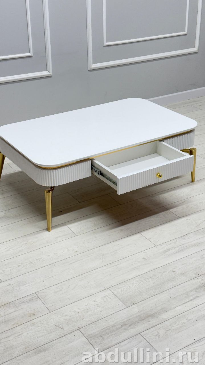 Журнальный столик "Измир" белый с золотыми акцентами — купить в Дагестане Измир — купить в Дагестане — фото 3