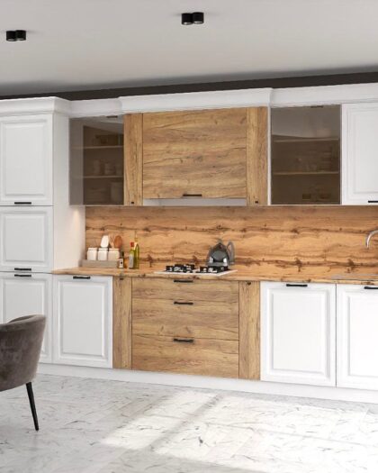 Кухонный гарнитур 4103 белый с древесными элементами — купить в Дагестане 4103 — купить в Дагестане