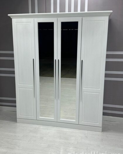 Шкаф «Бостан» белый четырехдверный с зеркалами — купить в Дагестане — купить в Дагестане