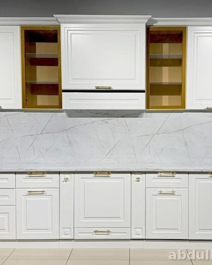 Кухня Прайм белая с золотистой фурнитурой — купить в Дагестане — купить в Дагестане