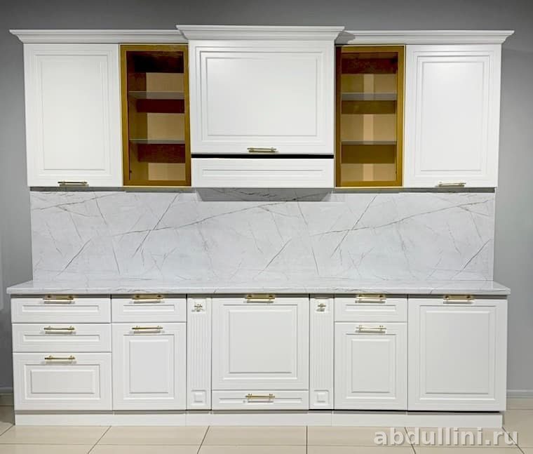 Кухня Прайм белая с золотистой фурнитурой — купить в Дагестане — купить в Дагестане