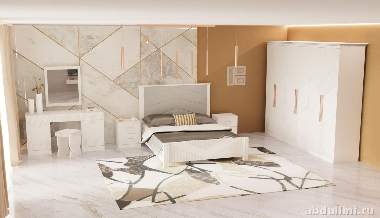 Спальня Сара — белая мебель в стиле неоклассика с розовым золотом — купить в Дагестане