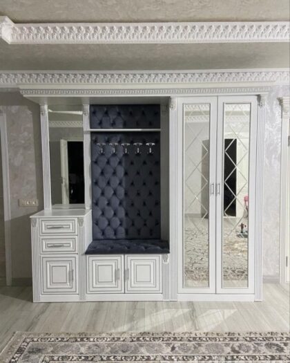 Прихожая «Глория» — купить в Дагестане, мебель на заказ цвет белый серебро — купить в Дагестане