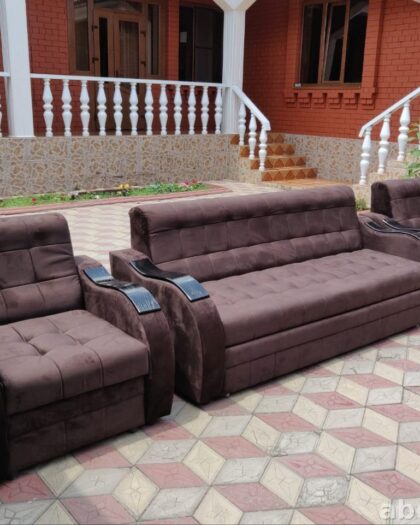 Комплект мягкой мебели: диван и 2 кресла в Дагестане (1580) — купить в Дагестане