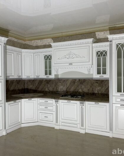 Кухня Монако — белая с серебром, мебель на заказ в Дагестане серебро — купить в Дагестане