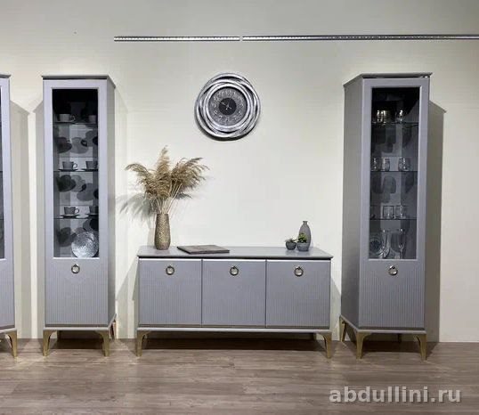 Мебельный комплект «Самира» в сером цвете с золотистой отделкой — купить в Дагестане