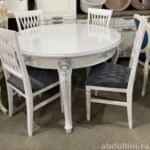 Обеденный стол раскладной 120/160 с 4 стульями в белом цвете (120/160, 4 стула) — купить в Дагестане