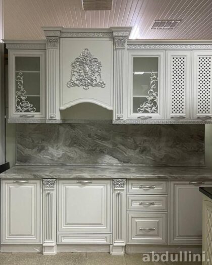 Кухня Венеция белая серебро — мебель на заказ в Дагестане белая серебро — купить в Дагестане