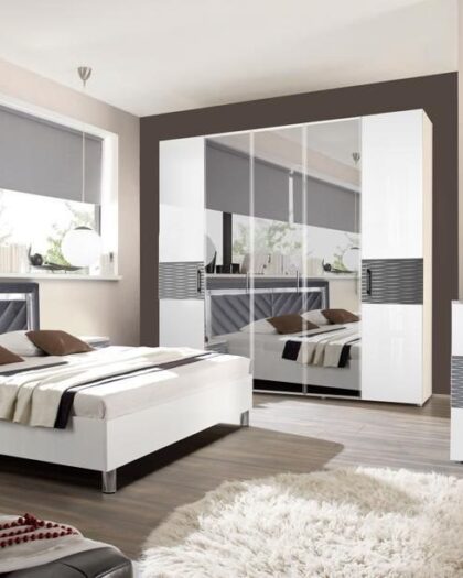 Гарнитур Вена — белый глянец с серыми вставками | Мебель в Дагестане — купить в Дагестане