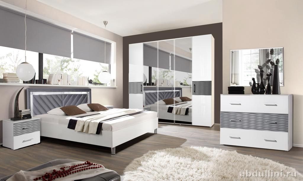 Гарнитур Вена — белый глянец с серыми вставками | Мебель в Дагестане — купить в Дагестане