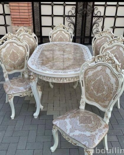 Стол раздвижной с 6 стульями в классическом стиле, купить в Дагестане — купить в Дагестане