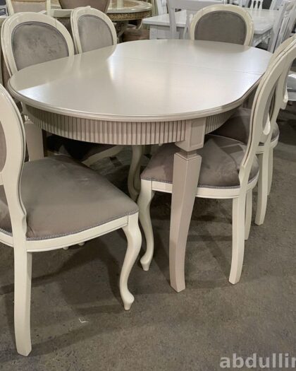 Обеденный комплект 161: стол и 6 стульев в неоклассике — купить в Дагестане