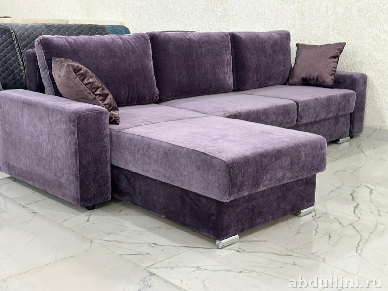 Диван Корфа 384: фиолетовый угловой с выдвижной секцией — купить в Дагестане — фото 1
