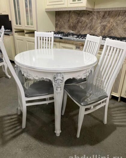 Обеденный комплект 498: стол и стулья в белом цвете (разный цвет, комплектация) — купить в Дагестане