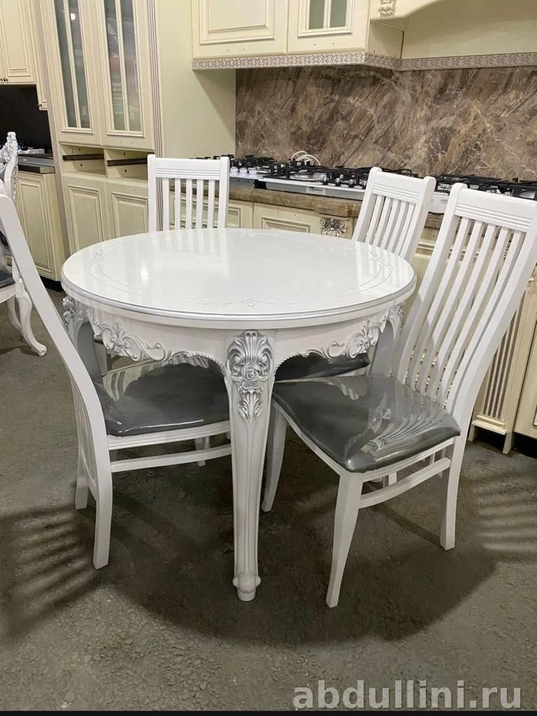 Обеденный комплект 498: стол и стулья в белом цвете (разный цвет, комплектация)