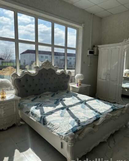 Спальня Эмили Люкс 6дв. — белый глянец с серебряной патиной — купить в Дагестане — фото 1