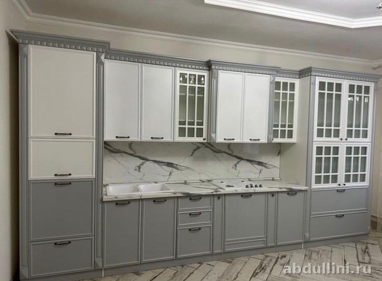 Кухонный гарнитур 861 в бело-сером цвете — купить в Дагестане — купить в Дагестане