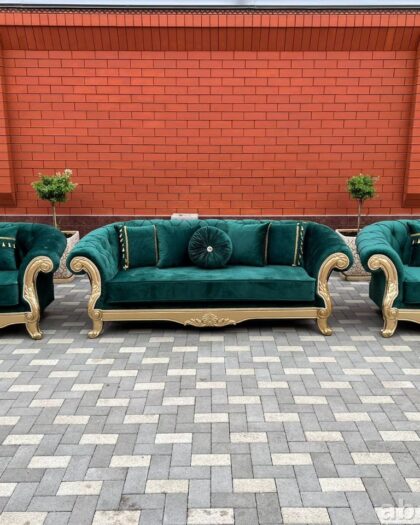 Купить мебель 8️⃣7️⃣8️⃣ в Дагестане — диван и кресла изумрудно-зеленые — купить в Дагестане — фото 1