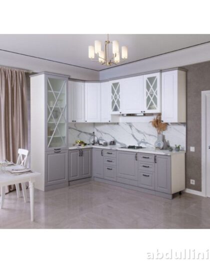 Кухонный гарнитур Виктория в Дагестане — серо-белый, 270/190 — купить в Дагестане