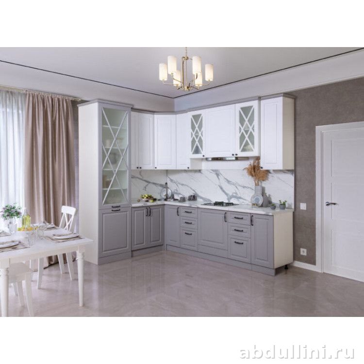 Кухонный гарнитур Виктория в Дагестане — серо-белый, 270/190 — купить в Дагестане