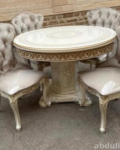 Стол раздвижной с 4 стульями в стиле неоклассика (4 стула) — купить в Дагестане