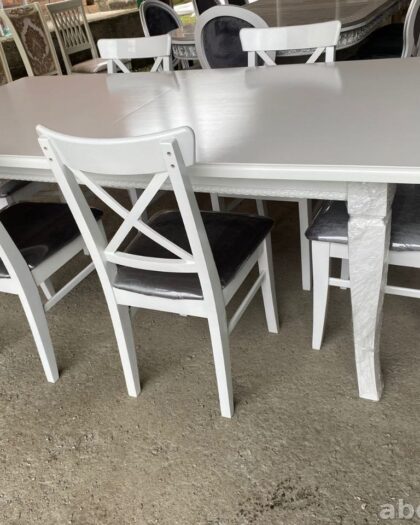 Раздвижной стол с 6 стульями в белом цвете — купить в Дагестане (белый) — купить в Дагестане