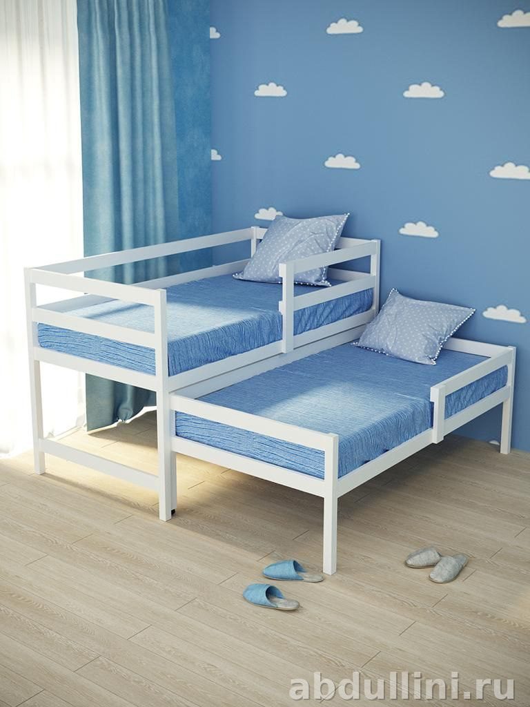Детская кровать Матрешка 1166: двухъярусная, белая, матрасы в комплекте — купить в Дагестане