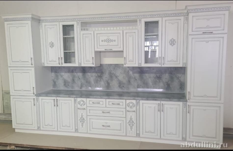 Кухня Афина 32 белая патина серебро — мебель на заказ в Дагестане — купить в Дагестане