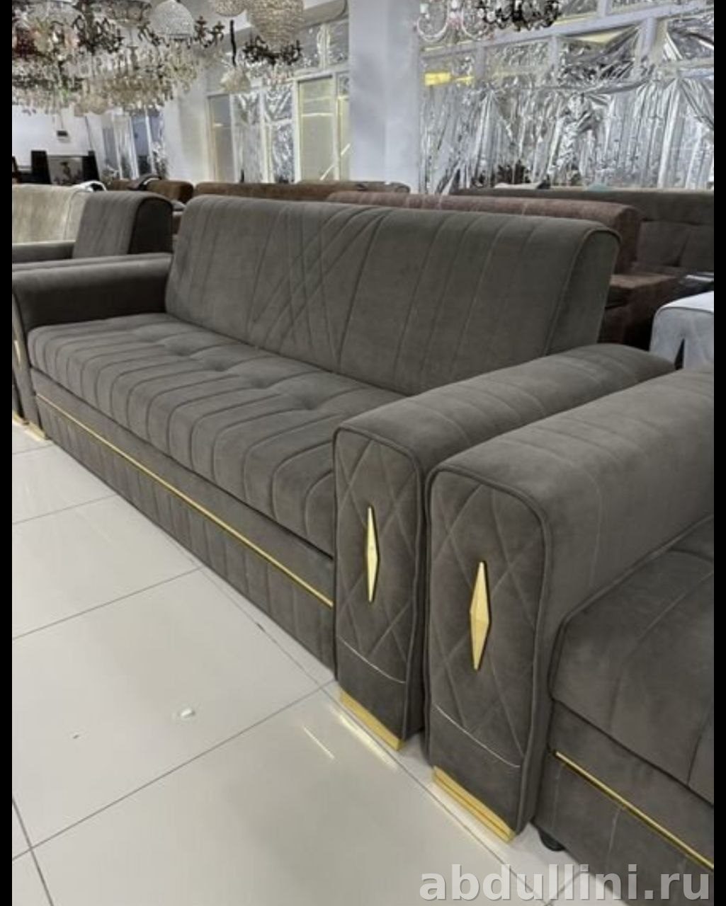 Диван 1558 серый с золотистыми акцентами — купить в Дагестане — купить в Дагестане
