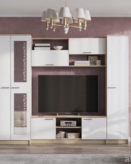 Мебельный комплект 1568 купить в Дагестане | Белый/Дуб Сонома — купить в Дагестане