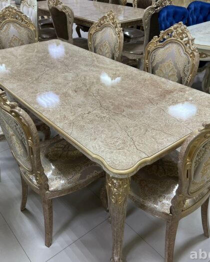 Стол Роза-Мрамор 1690 с золотистой отделкой — купить в Дагестане — купить в Дагестане