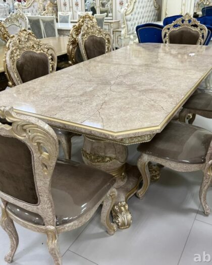 Обеденный стол и стулья Голд Мрамор купить в Дагестане Голд Мрамор — купить в Дагестане