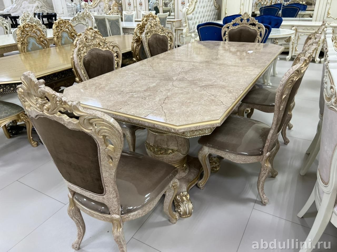 Обеденный стол и стулья Голд Мрамор купить в Дагестане Голд Мрамор — купить в Дагестане
