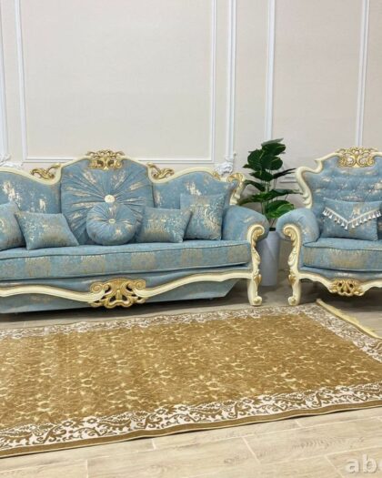 Диван и кресло Версаль в стиле барокко с золотистой отделкой — купить в Дагестане — фото 1