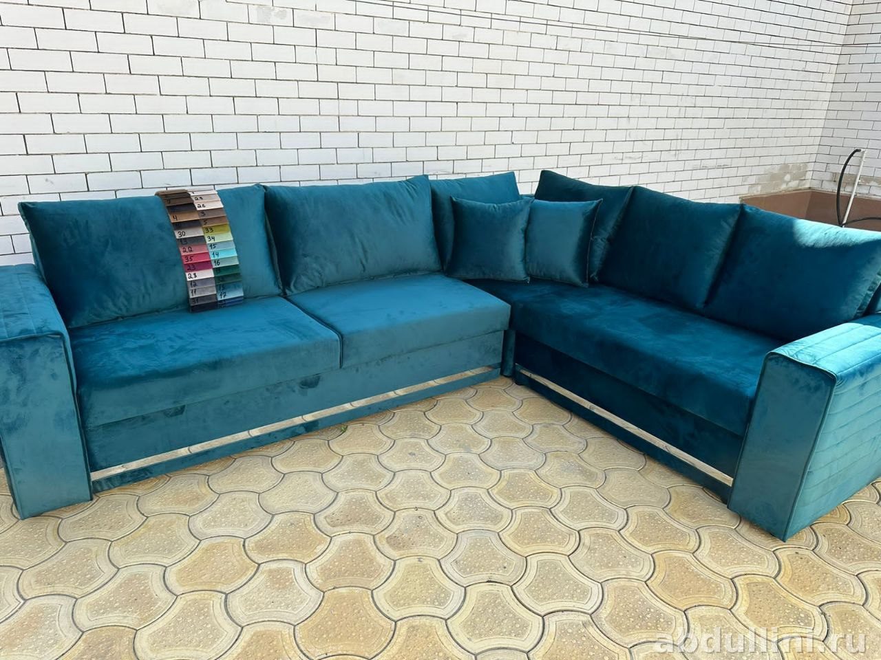 Угловой диван 2090 бирюзовый с механизмом трансформации — купить в Дагестане — фото 1