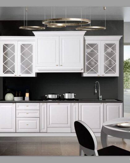 Кухня 2107 Венеция — белая с серо-белым декором, мебель на заказ — купить в Дагестане