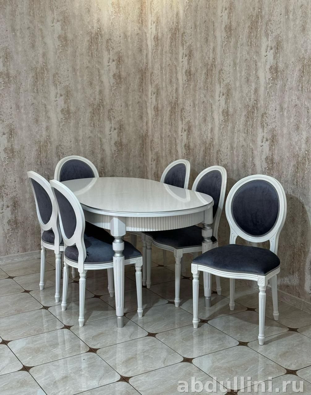 Обеденный стол Рифленка с 6 стульями в Дагестане Рифленка