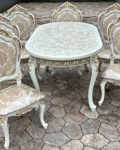 Стол Роза 2171 — раздвижной обеденный стол с 6 стульями цена и артикул — купить в Дагестане