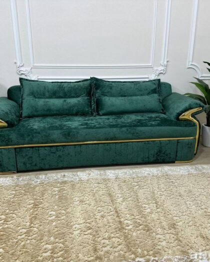 Диван Дели изумрудный с золотистой отделкой — купить в Дагестане изумрудный — купить в Дагестане — фото 1